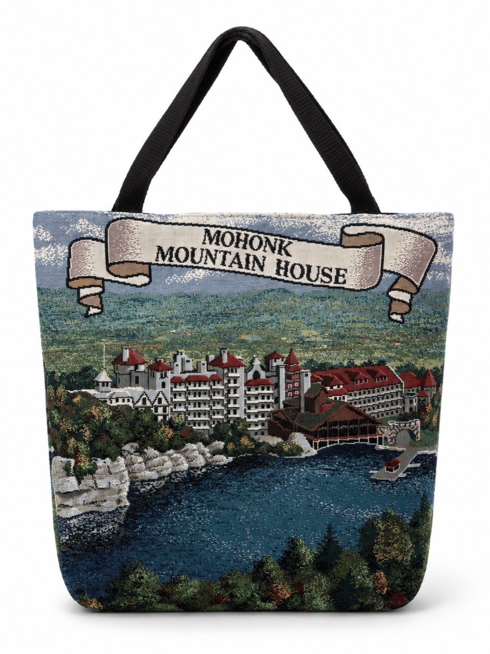 Mohonk Mountain House Victorian Cottagecore Woven Jacquard Tapestry Tote Bag
